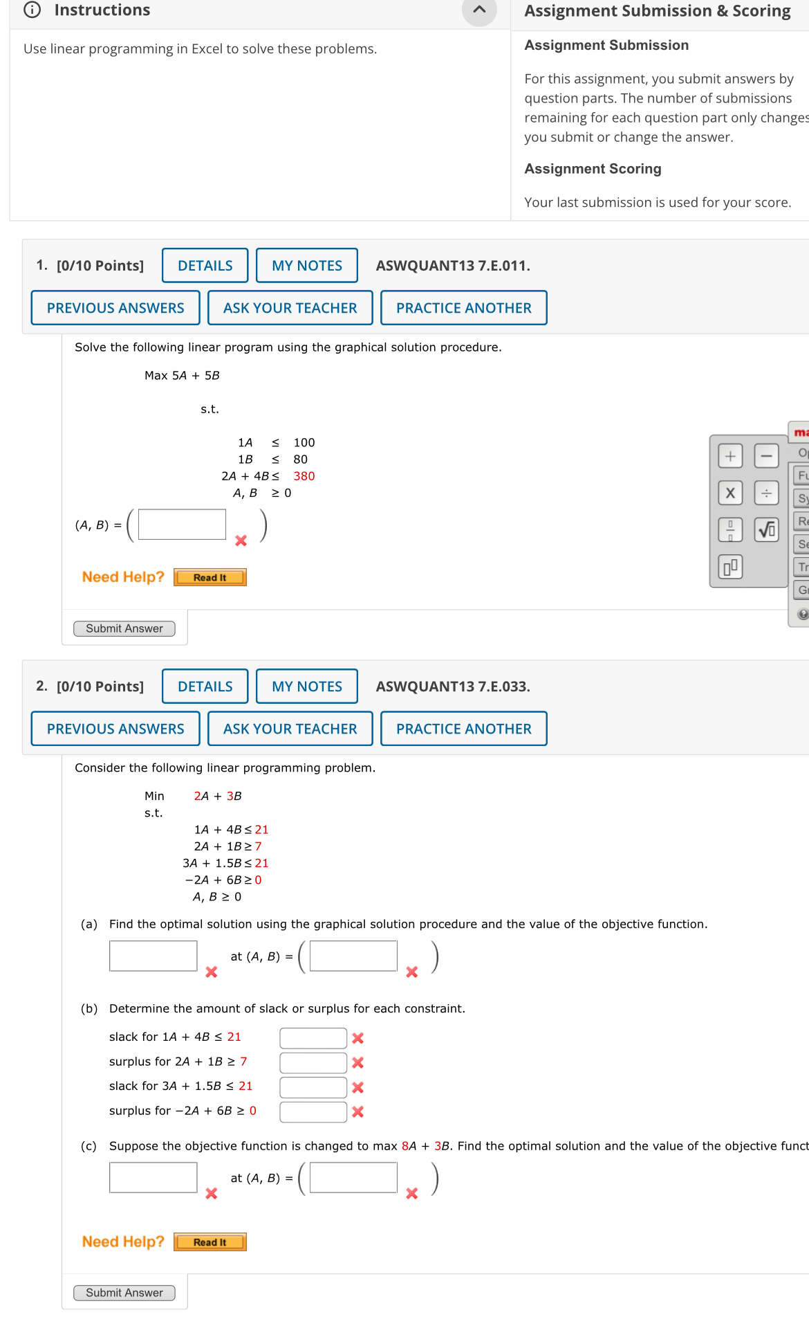 Solved (i) ﻿InstructionsUse linear programming in Excel to | Chegg.com