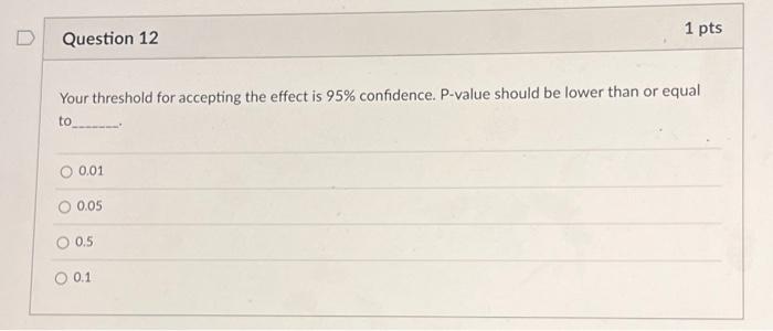 D Question 12 Your threshold for accepting the effect | Chegg.com