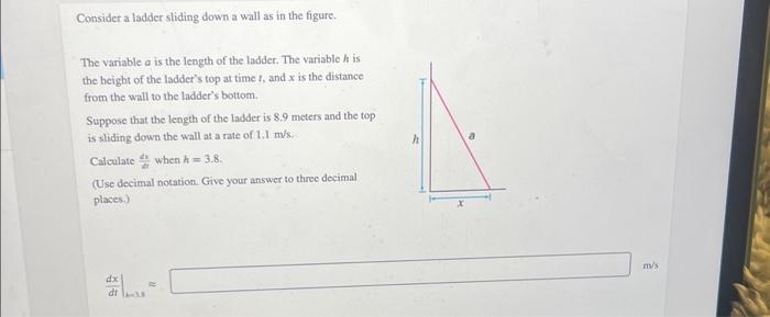 Solved Consider a ladder sliding down a wall as in the | Chegg.com