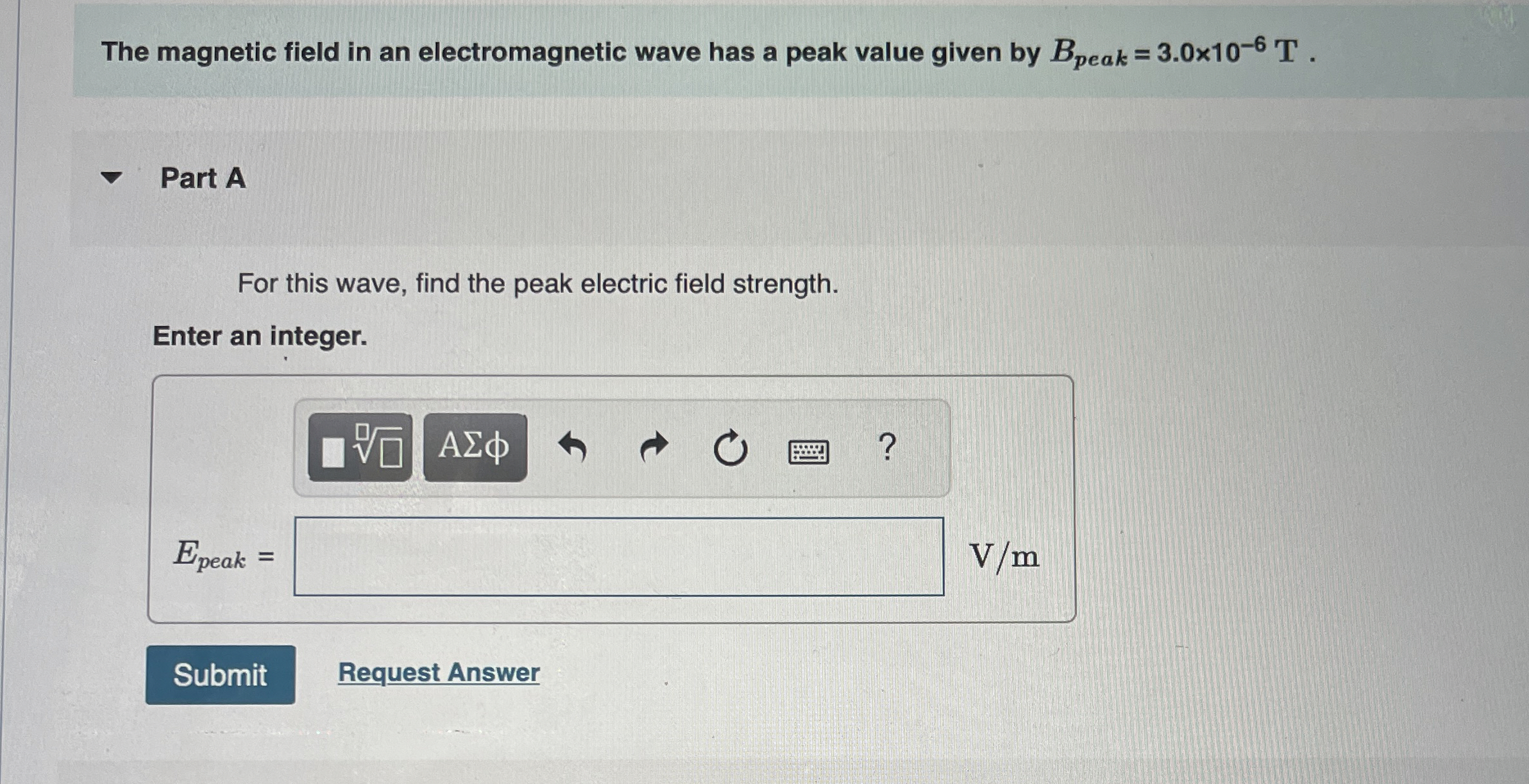 Solved The magnetic field in an electromagnetic wave has a | Chegg.com