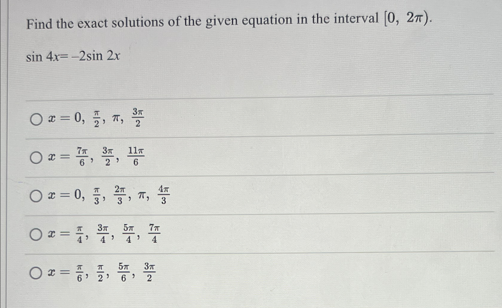 Solved Find the exact solutions of the given equation in the | Chegg.com