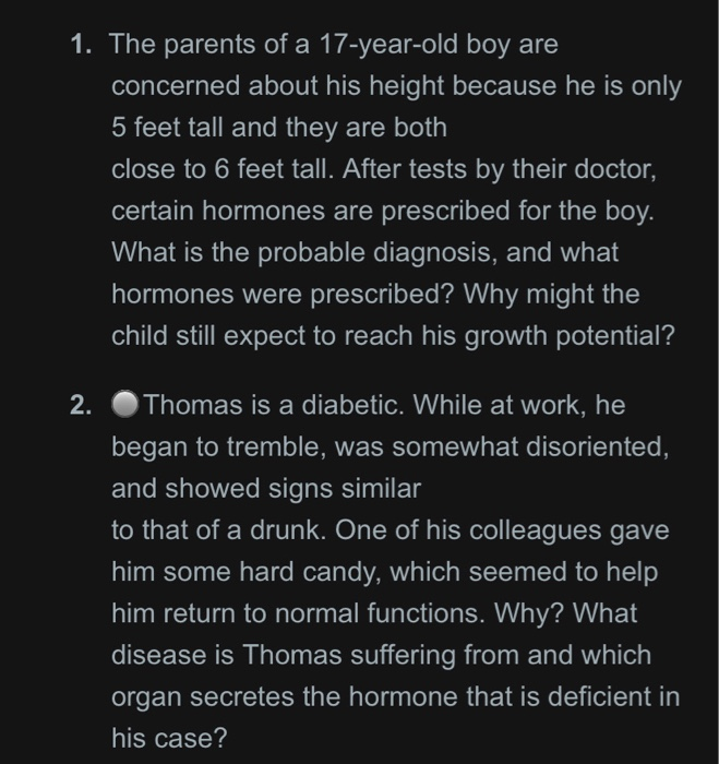 Solved 1. The parents of a 17 year old boy are concerned Chegg