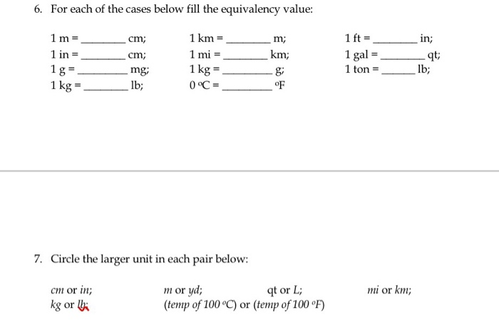 Solved 6 For Each Of The Cases Below Fill The Equivalency Chegg Com