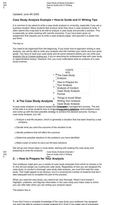 how to write up a case study analysis