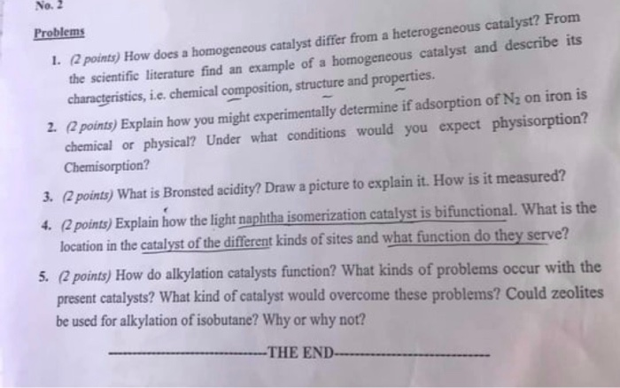 No 2 Problems 1 Points How Does A Homogeneous Chegg Com