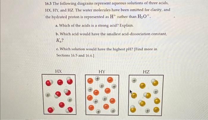 Solved 16.5 The following diagrams represent aqueous | Chegg.com