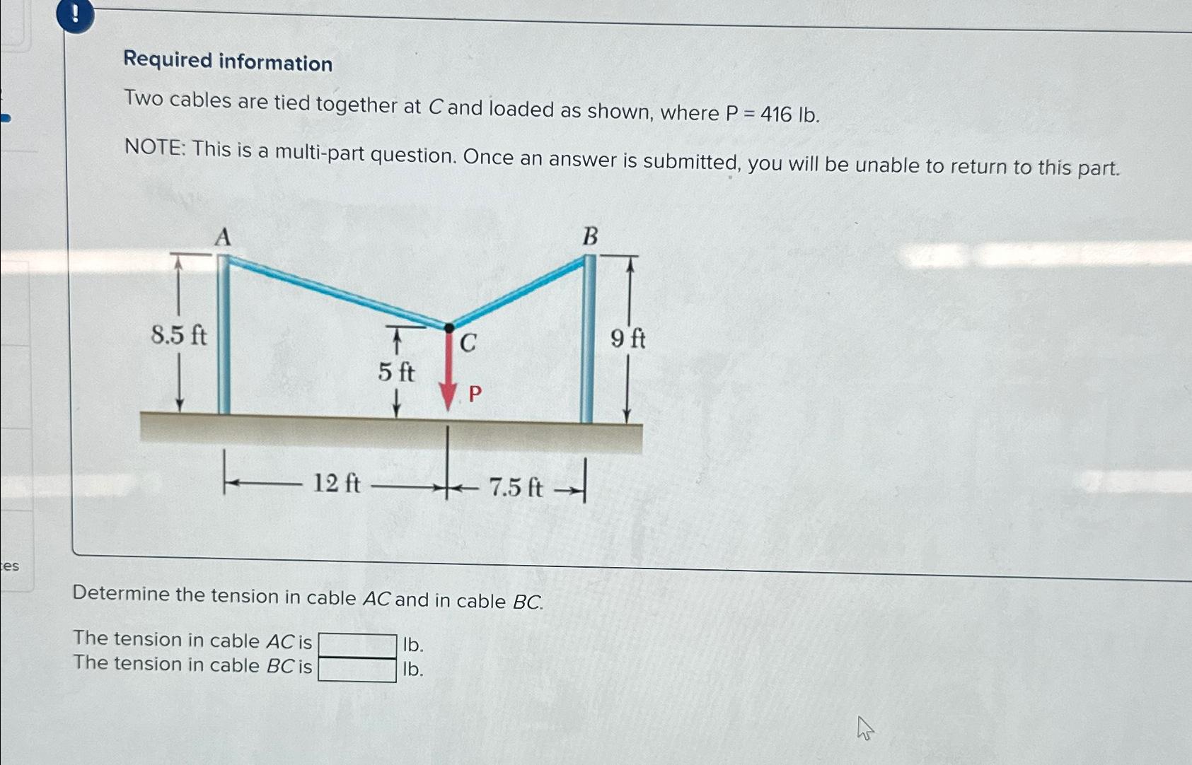 Solved !Required InformationTwo Cables Are Tied Together At | Chegg.com