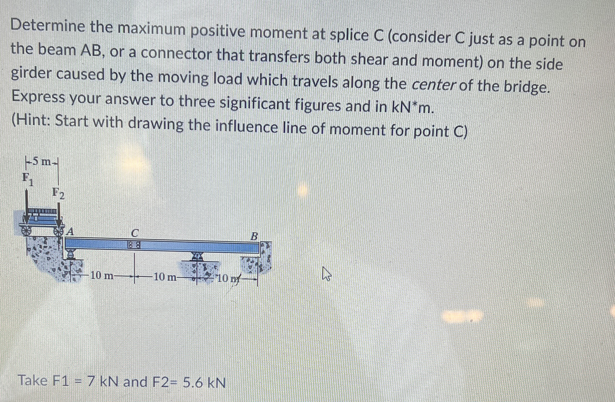 Determine the maximum positive moment at splice | Chegg.com