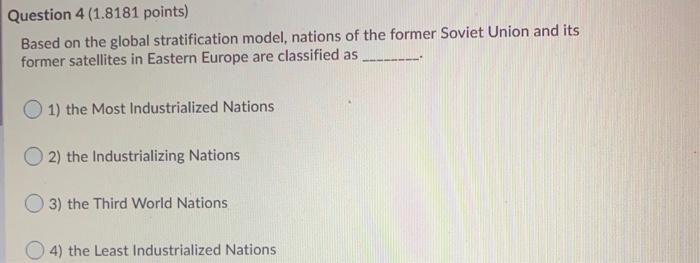 Solved Question 4 (1.8181 points) Based on the global | Chegg.com