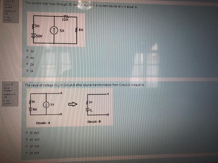 Solved The current that sows through 50 redor due to 5 A | Chegg.com