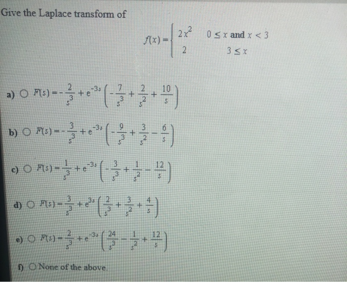 laplace transform of x 2