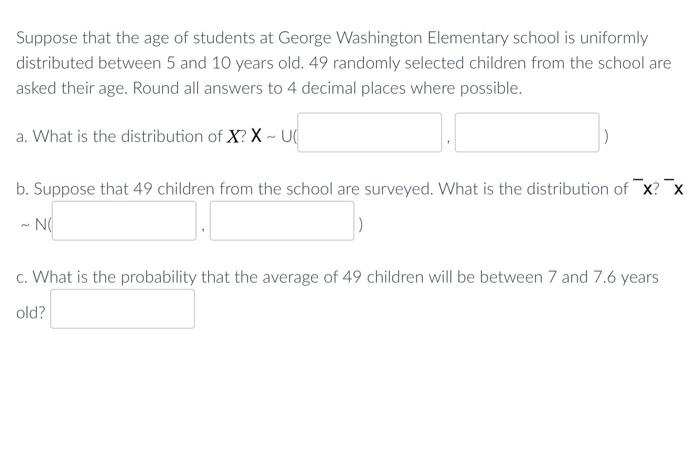 Solved Suppose that the age of students at George Washington | Chegg.com