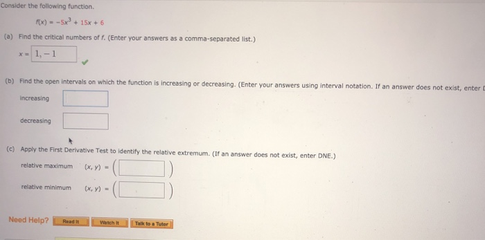 Solved Consider The Following Function F X 5x 3 15x 6