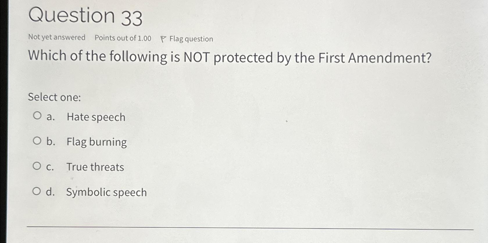 Solved Question 33Notyet answered Points out of 1.00 ק ﻿Flag | Chegg.com