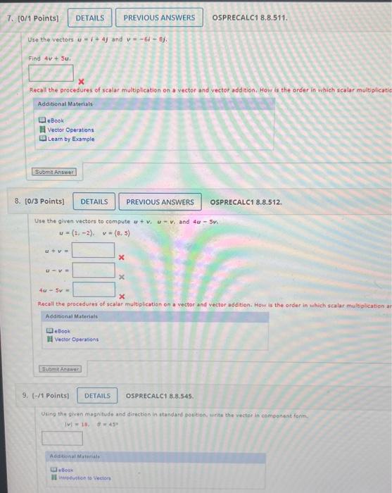 Solved Use the vectors u=i+4j and v=−6i−8j. Find 4v+5u. גe | Chegg.com 