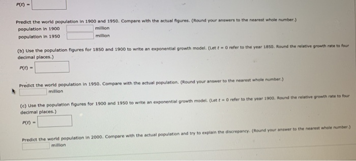 Solved The table gives estimates of the world population, In | Chegg.com