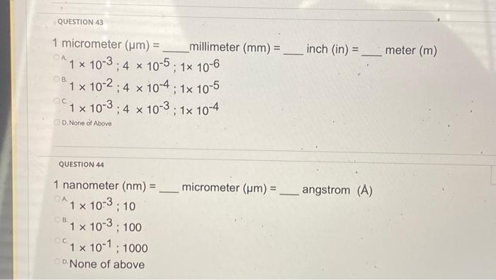 Metre millimetre hotsell micrometre nanometre