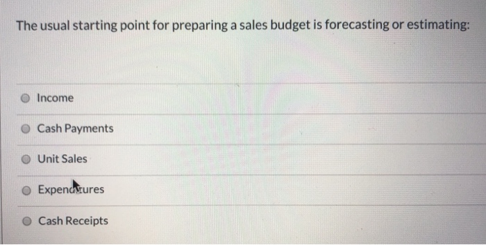 Solved The usual starting point for preparing a sales budget | Chegg.com