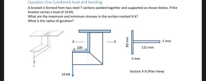 Solved Question One Combined Axial and bending A bracket is | Chegg.com