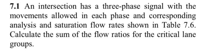 Solved 7.1 An intersection has a three-phase signal with the | Chegg.com