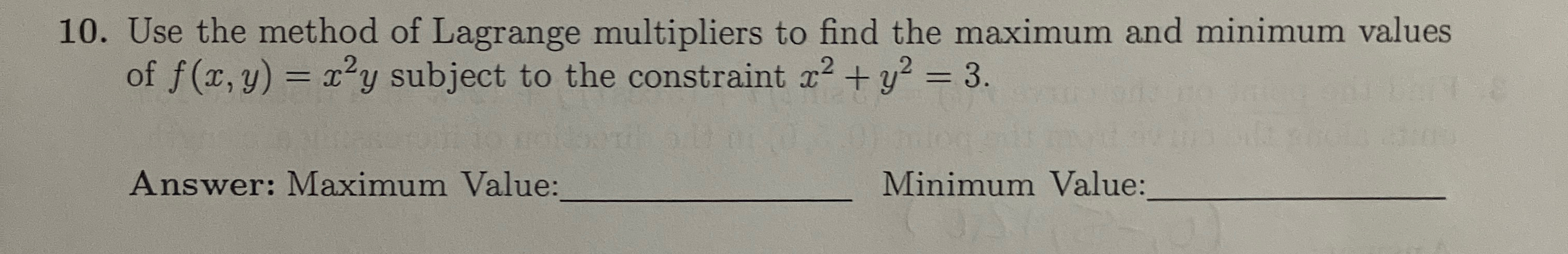 Solved Use the method of Lagrange multipliers to find the | Chegg.com