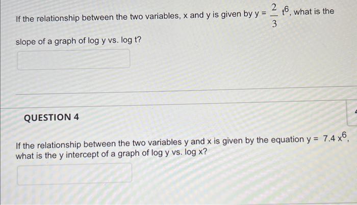 Solved slope of a graph of logy vs. logt ? QUESTION 4 If the | Chegg.com