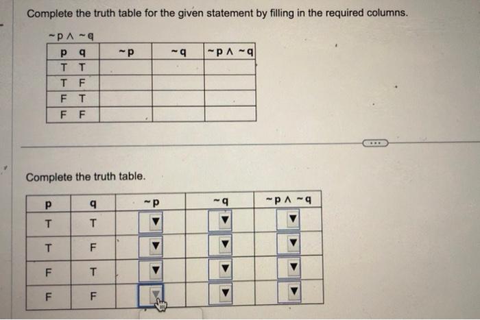 Solved Complete The Truth Table For The Given Statement By | Chegg.com