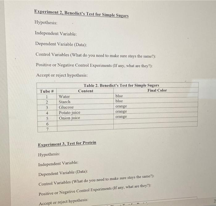 Solved Experiment 1, Complex Carbohydrates; Test for Starch | Chegg.com