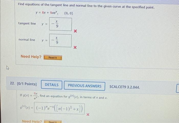 Solved Find Equations Of The Tangent Line And Normal Line To 3731