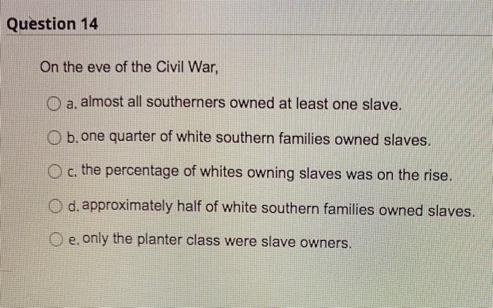 Solved Question 26 What was the biggest fear of a slave of | Chegg.com