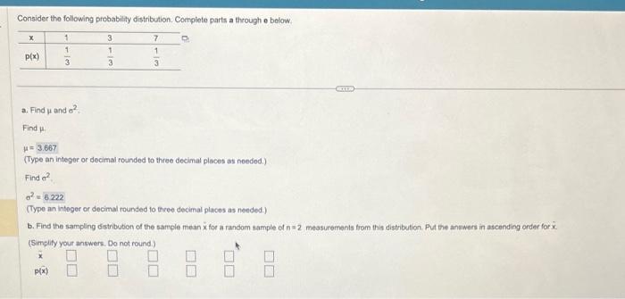 Solved Consider the following probability distribution. | Chegg.com