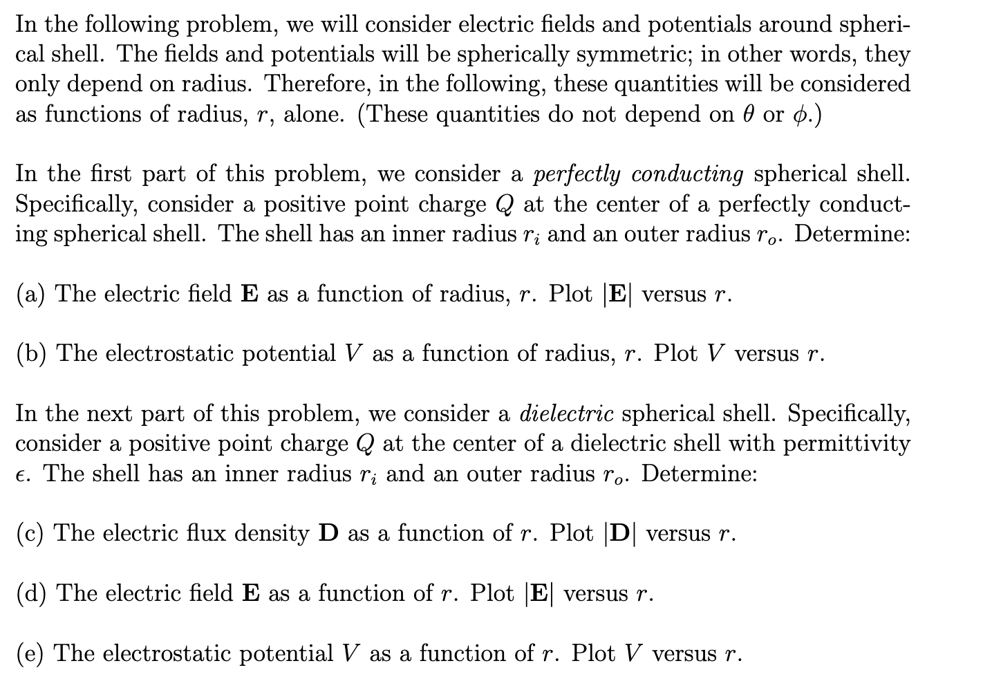 In the following problem, we will consider electric | Chegg.com