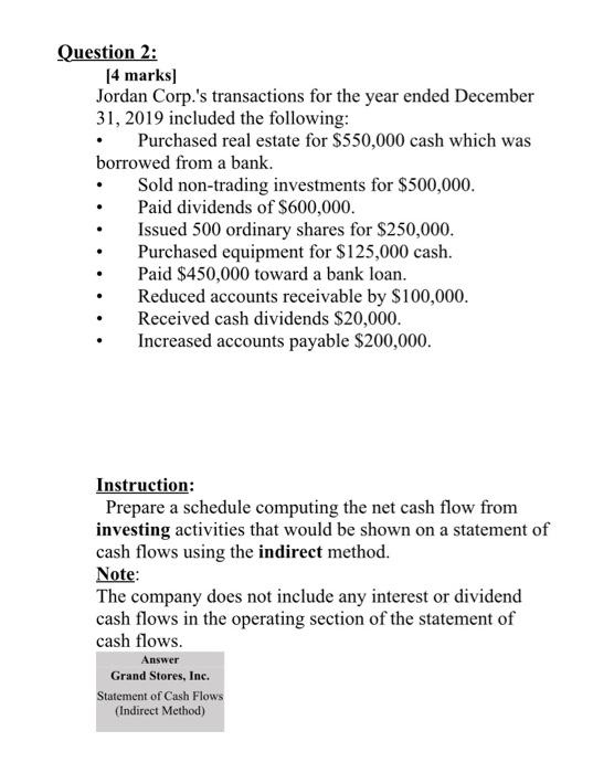 Solved Question 2: 14 marks Jordan Corp.'s transactions for | Chegg.com