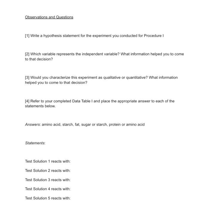 experiment hypothesis statement