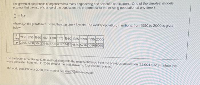 Solved The growth of populations of organisms has many | Chegg.com