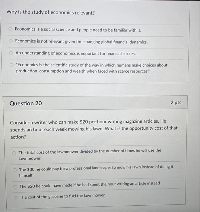 Solved Why is the study of economics relevant? Economics is | Chegg.com
