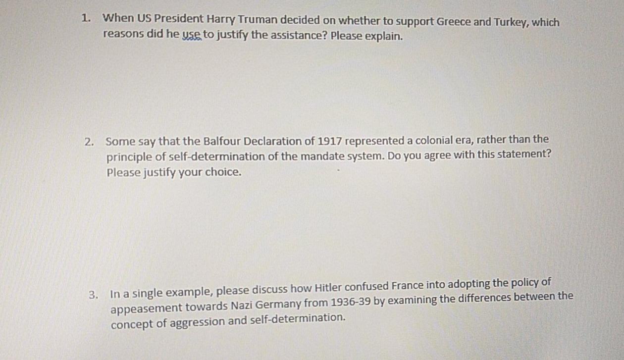 Solved 1. When US President Harry Truman decided on whether | Chegg.com