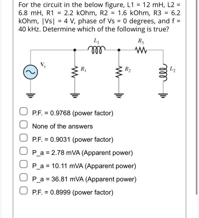 Solved For the circuit in the below figure, L1=12mH,L2= | Chegg.com