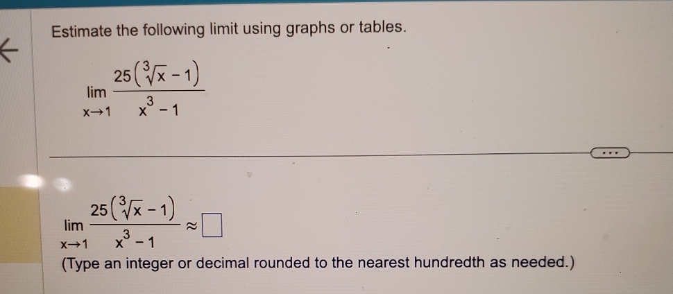 Solved Estimate the following limit using graphs or | Chegg.com