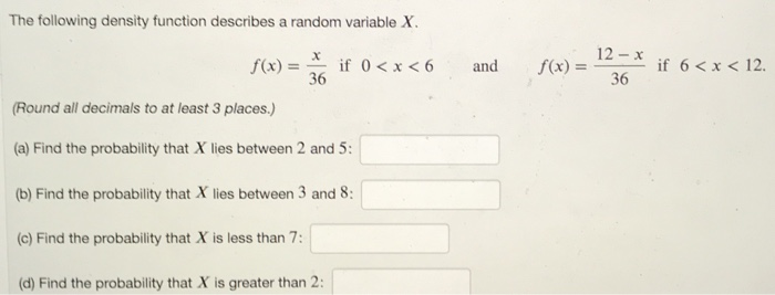 Solved (1 point) Let X be a random variable with probability | Chegg.com