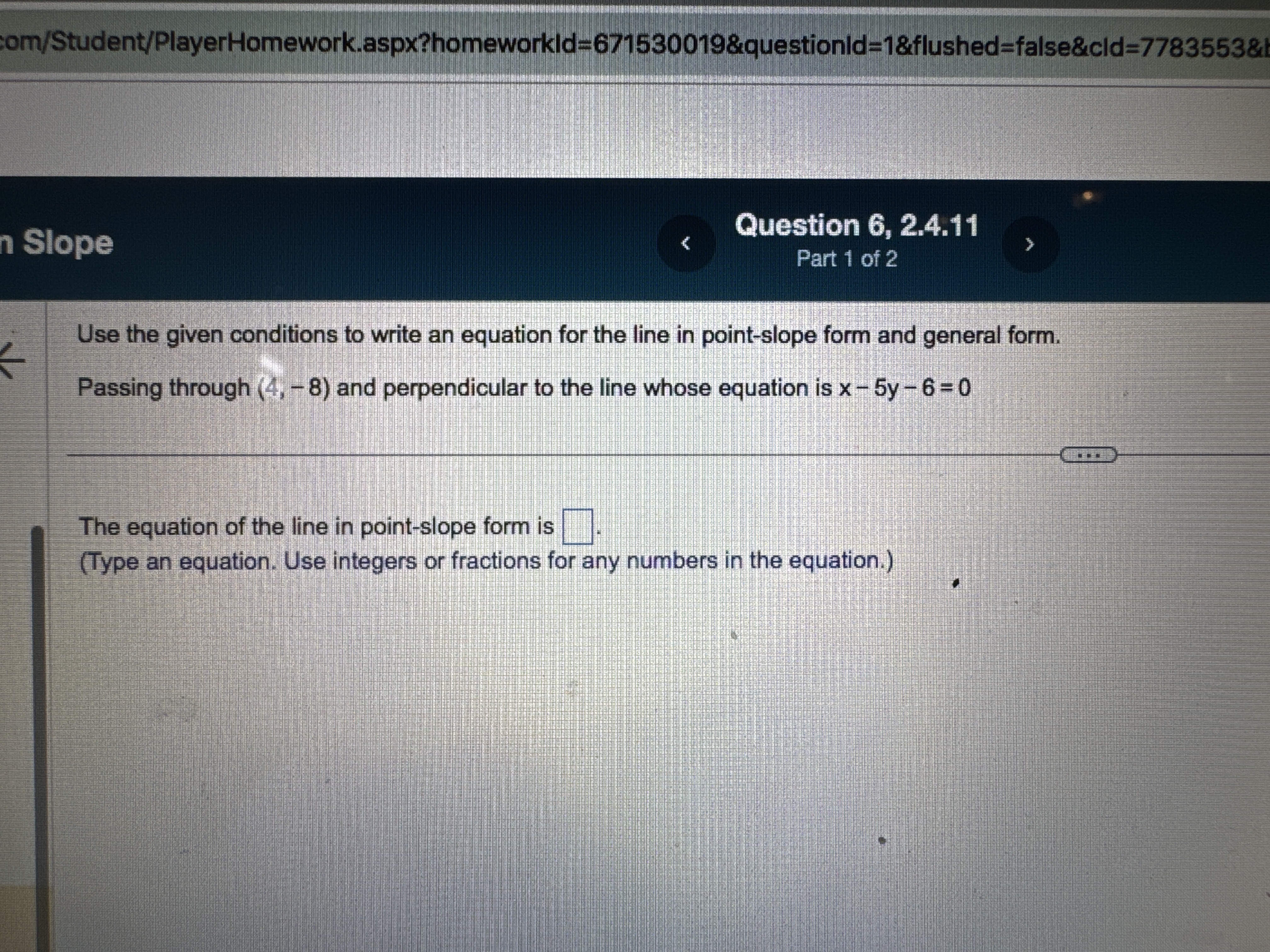 Solved wirte an equation jn point slope form and general | Chegg.com