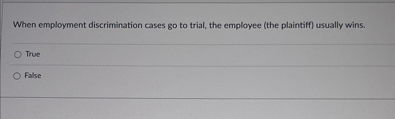 Solved When Employment Discrimination Cases Go To Trial, The | Chegg.com