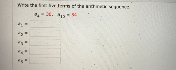 Solved Write the first five terms of the arithmetic | Chegg.com