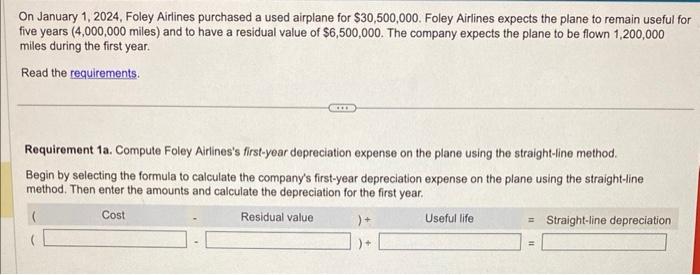 Solved On January 1, 2024, Foley Airlines purchased a used | Chegg.com