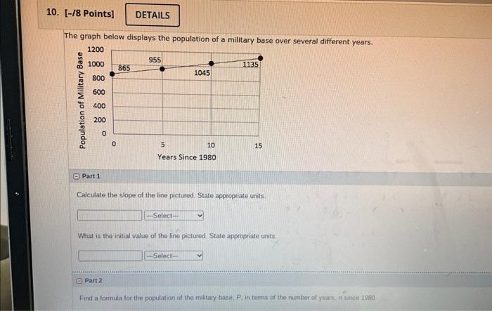 Solved The graph below displays the population of a military | Chegg.com