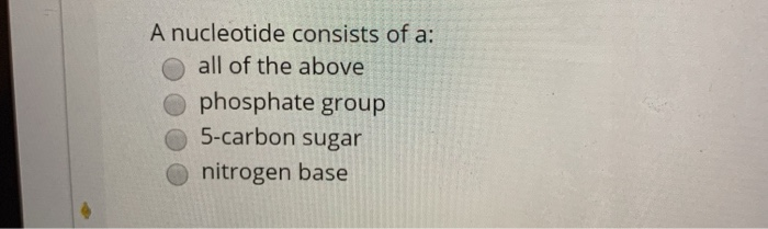 Solved A nucleotide consists of a: all of the above | Chegg.com