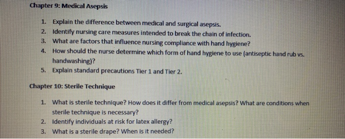 methods of medical asepsis include