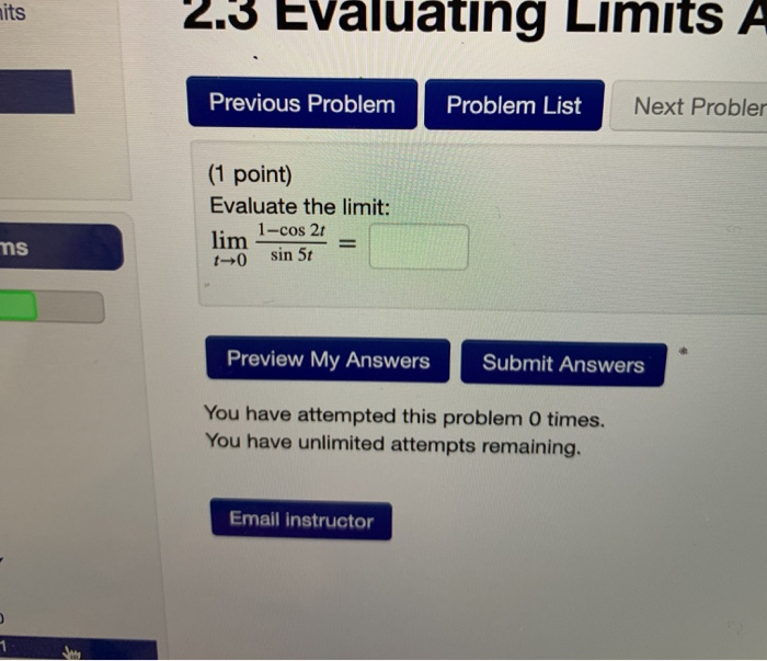 Solved Previous Problem Problem List Next Problem (1 point) | Chegg.com