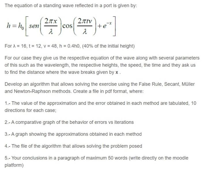 Solved The equation of a standing wave reflected in a port | Chegg.com
