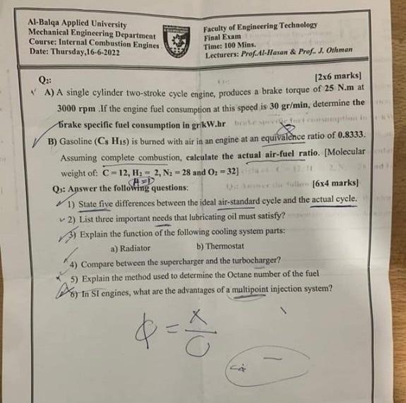 Solved ABalqa Applied University Mechanical Engineering